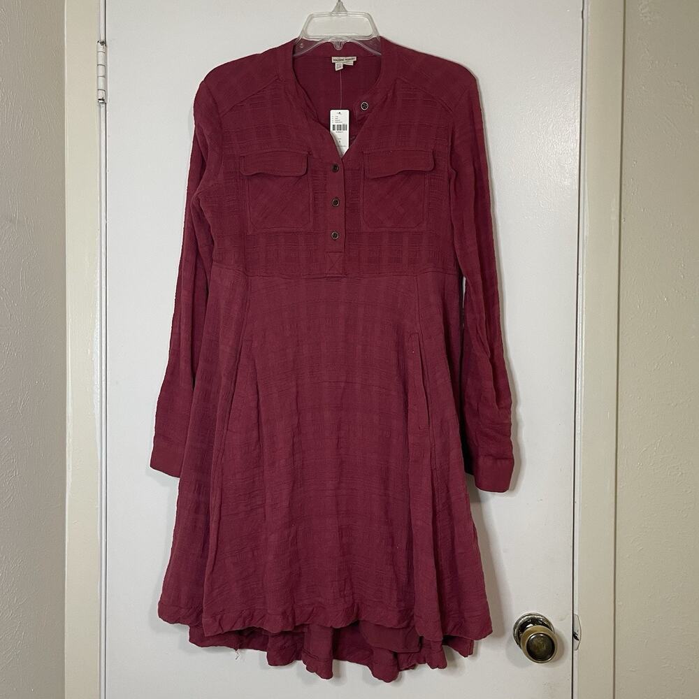 NEW! Anthropologie Holding Horses Maroon Harper long sleeve dress US 4 $148 - Picture 2 of 7